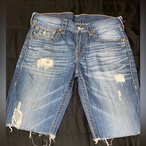 True Religion Blue Bootcut Homeade Jean Shorts (Used Size 32)